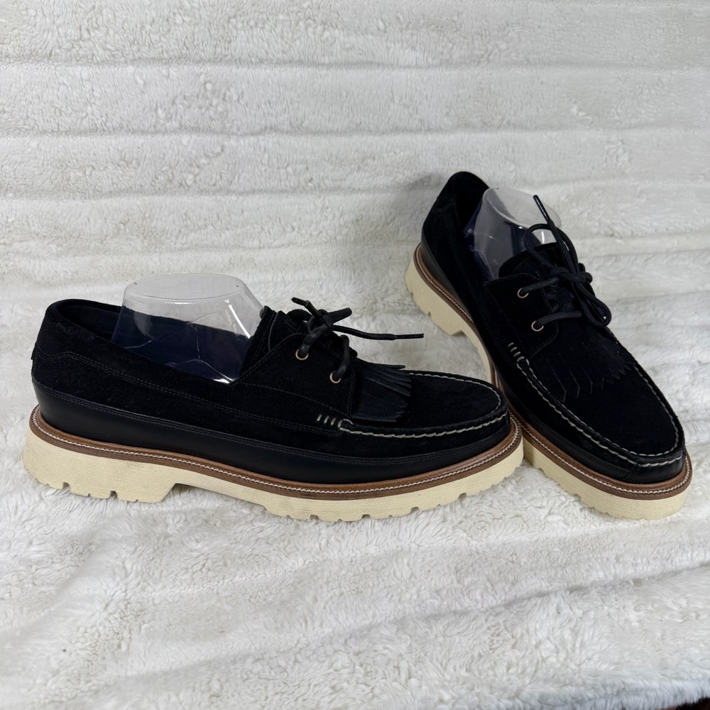 Cole Haan Black Suede Loafers with Cream Sole